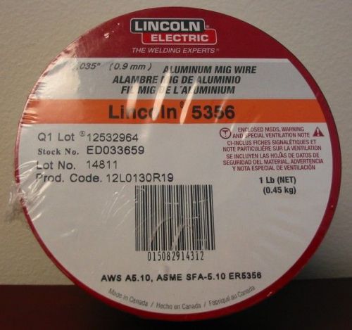 Lincoln electric 5356 aluminum mig wire .035&#034; (0.9mm) - 1 lb spl - ed033659 for sale
