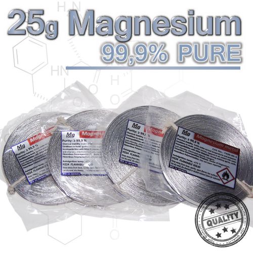 Metallic MAGNESIUM ribbon - 25g roll 99.9% pure Shiny &amp; Factory new for thermite
