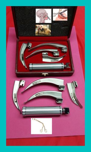 Laryngoscope mac set 4 blades 1 handle ems anesthesia intubation  1 magil free for sale