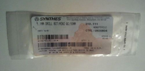 New synthes 1.1mm drill bit / mini qc / 55mm 310.111 for sale