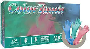 MICROFLEX COLORTOUCH, LIGHTLY POWDERED, LATEX GLOVES, MEDIUM, 100/BX, 10 BX/CS