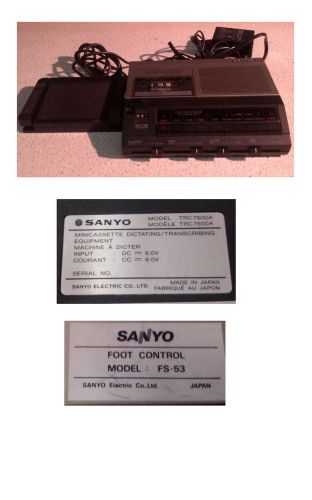 Sanyo TRC-7500a mini cassette recorder transcriber