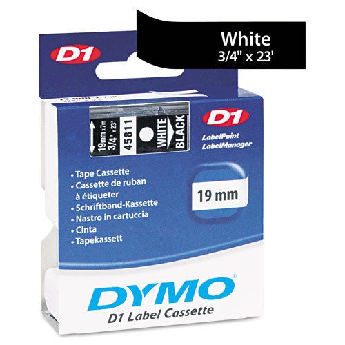 DYMO D1 Standard Tape Cart for Dymo Labelers, 3/4&#034;x 23ft, Wh on Blk, 3 EA
