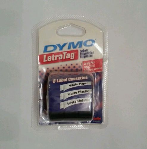 Dymo LetraTag Labels Plastic Tapes Variety Pack Crafts White Silver