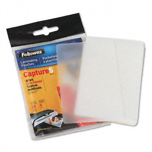 Fellowes laminating pouches, 5 mil, 2-5/8 x 3-7/8, id size, 25/pack - fel52007 for sale