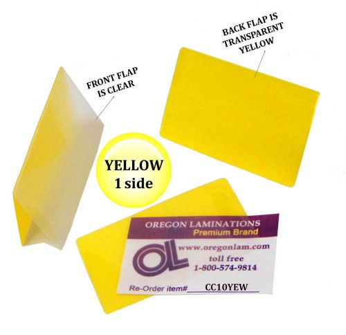 Qty 300 yellow/clear credit cards laminating pouches 2-1/8&#034; x 3-3/8&#034; hot color for sale