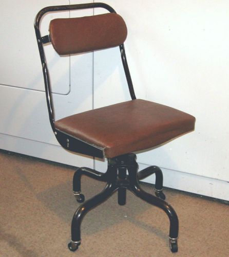 1952 Vintage &#034;ARTILITY&#034; POSTURE APPROVED INDUSTRIAL METAL OFFICE CHAIR - XC