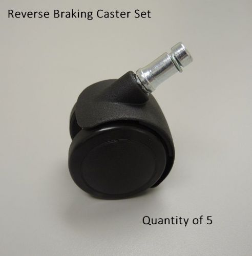 2&#034; Twin Wheel Reverse Braking Casters - Set of 5
