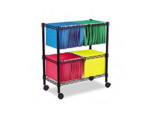 Two-tier rolling file cart  250 lb capacity 26w x14d x30h black home office shop for sale