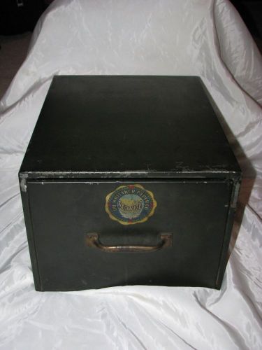Antique industrial green metal whitaker paper service painted logo filing drawer for sale