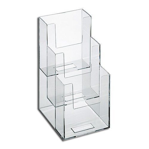 12 pack 3-tier clear acrylic brochure holder literature display for 4x9&#034; pamphle for sale