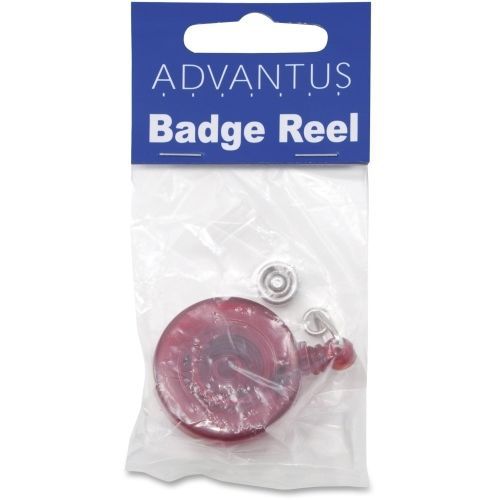 Advantus Translucent Retractable ID Card Reels -Nylon,Metal -12/Pk -Red