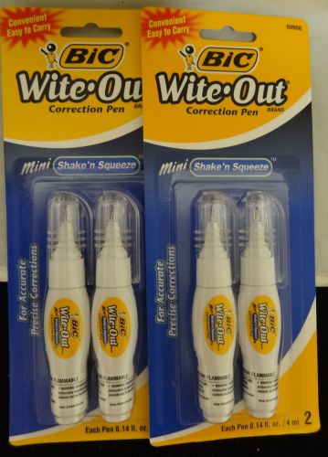 Bic Wite-Out Mini Correction Pen 0.14 fl oz 2 Packs w/ 2 Pens Each 50958