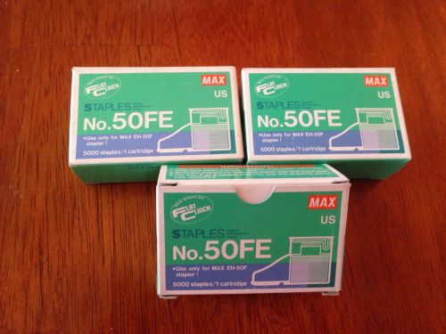 LOT OF THREE (3) MAX NO. 50FE  STAPLE CARTRIDGE (5000) FOR MAX EH-50F STAPLER