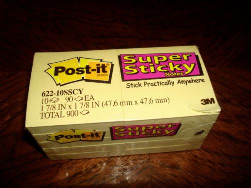 New Post-it Super Sticky Notes 2 X 2 3M Model 622-10SSCY Total 900 Notes