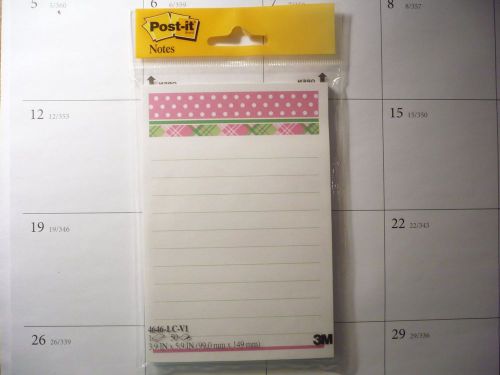 New w/ tag 50 post-it brand green pink white dots lined notes (2009) 3.9&#034; x 5.9&#034; for sale
