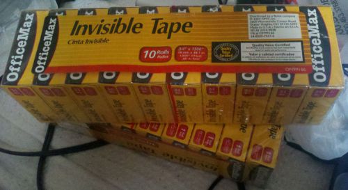 Lot of 2 OfficeMax Invisible Boxed Tape, 3/4&#034; x 1500&#034; 10 pack, 20 rolls total