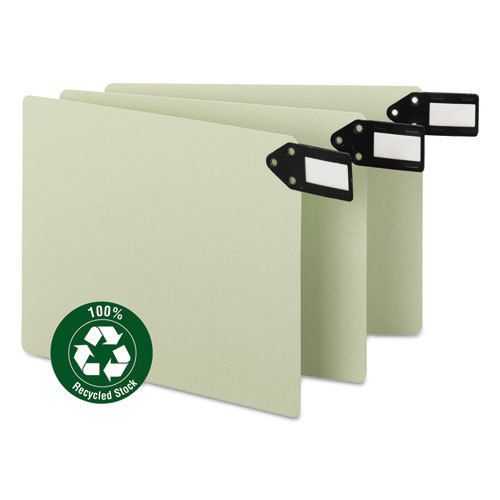 Green end tab guides, blank, horizontal metal tabs, pressboard, letter, 50/box for sale