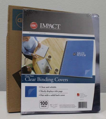 ACCO GBC ClearView 2000036-P Binding Cover Letter 8 3/4&#034; x 11 1/4&#034; 100 Box Clear