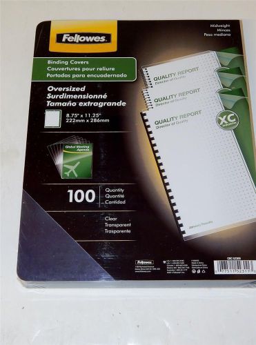 New Fellowes 52309 Transparent Binding System Covers 8 3/4&#034; x 11 1/4&#034; Clear