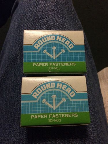 Round Head Paper Fasteners 3/4 Inch 100/no.3.    2 Boxes