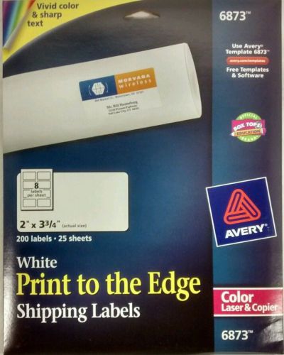 Avery 6873 Print to the Edge Shipping Labels Color Laser &amp; Copier 200 Labels