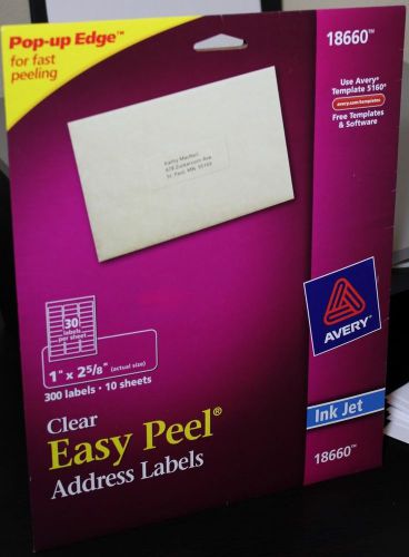 Avery Clear Easy Peel® Address Labels 1&#034; X 2 5/8&#034; for InkJet Printers Pro.#18860