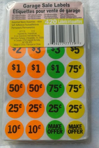 Garage / Yard Sale Labels / Stickers (various amounts) 14 complete sheets (420)