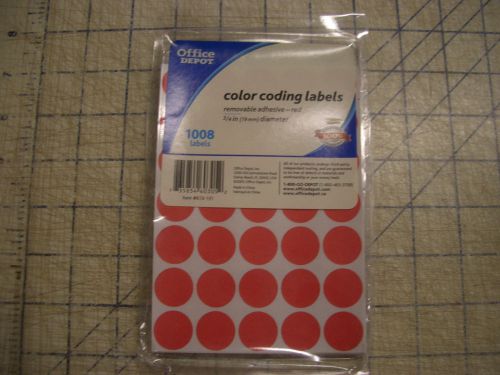 Office Depot 3/4&#034; Round Color Coding Removable Adhesive Labels Red #613-131