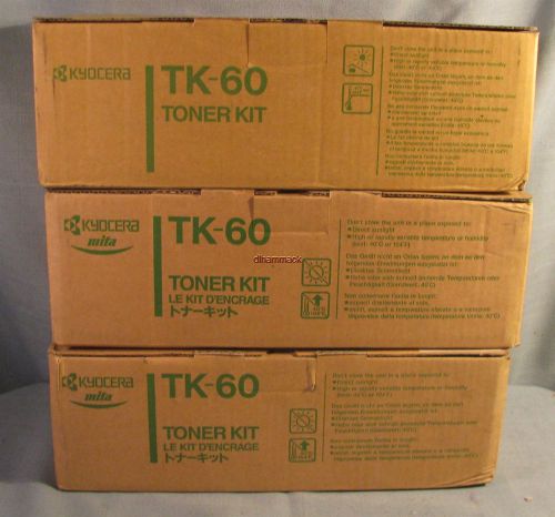Lot of 3 genuine kyocera tk-60 toner kits never used 1800/3800 free shipping for sale