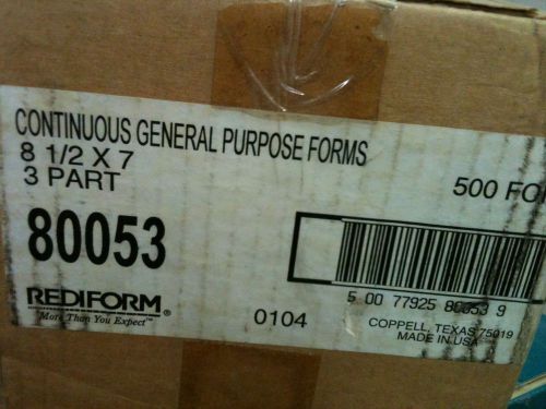 Rediform - Continuous general purpose forms 8 1/2 x 7    3 part