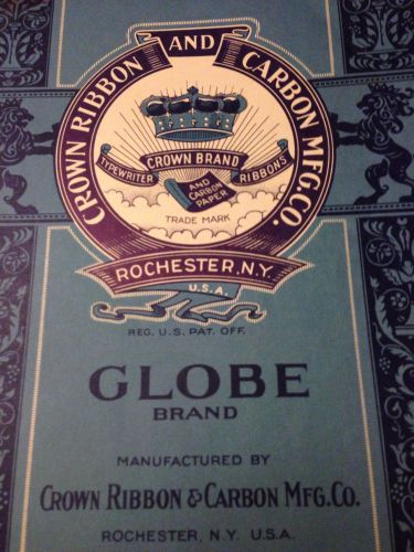Crown Ribbon and Carbon Mfg Co Globe brand  Rochester NY Carbon Paper  ephemera