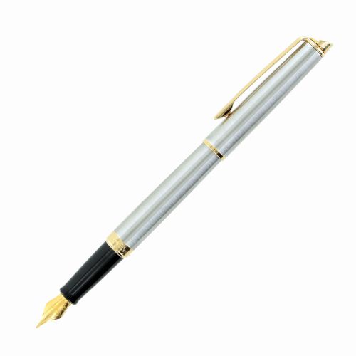 Waterman Hemisphere Essential Stainless Steel Gold Trim Fine Point Fountain Pen