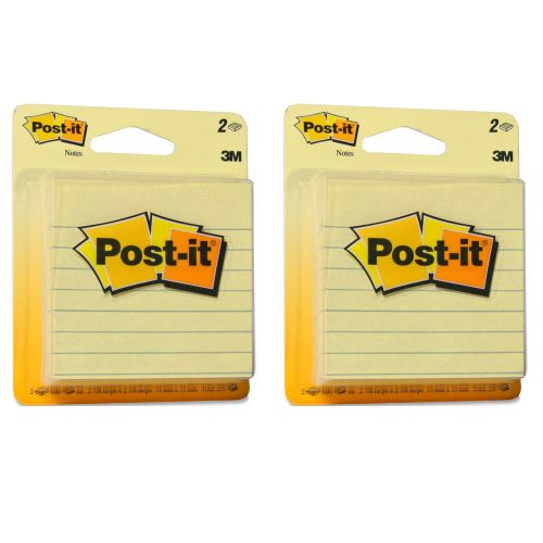 Post-it Original 3 x 3, Lined, Canary Yellow, 100 Sht Pad, 4 PK (630PK2)