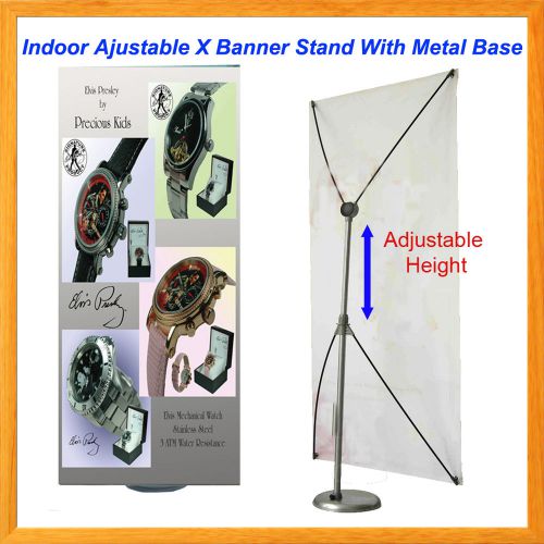 X banner stand w/ metal base adjustable indoor sign display for sale