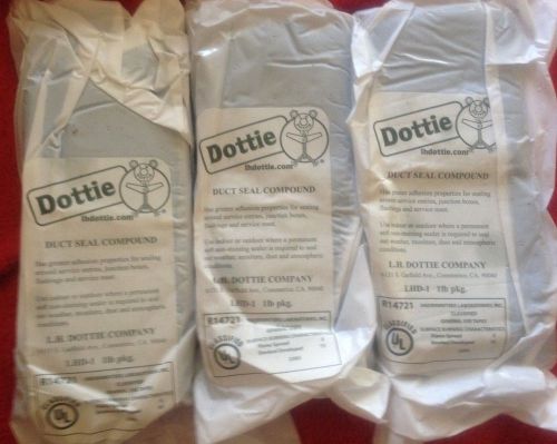 (Lot of 3) DOTTIE LHD-1 1-lb Bags of Duct Seal Compound