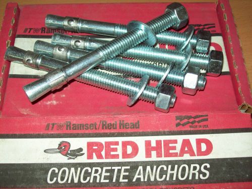 (LOT OF 10) 3/4&#034; x 5-1/2&#034; Wedge Concrete Anchor RAMSET RED HEAD TRRUBOLT WS-3454