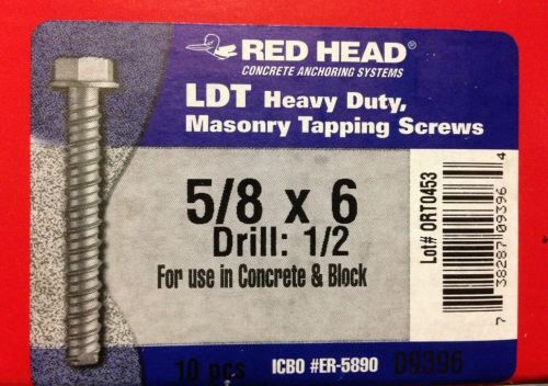 Midwest RED HEAD LDT Heavy Duty 5/8&#034; x 6&#034; (10 PCS) #ER-5890