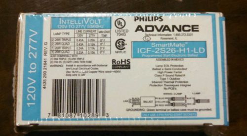 Advance icf-2s26-h1-ld programmed start ballast for (2) 26w triple or 26w quad for sale