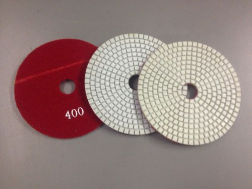 3 pack of 5&#034; diamond polishing pads 400 grit, granite concrete wet grinder floor for sale