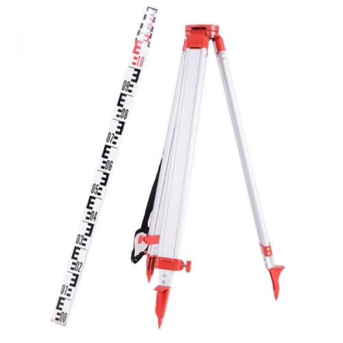 NEW 5M ROTARY LASER LEVEL STAFF +1.63M ALUMINUM TRIPOD For Rotary Laser Level