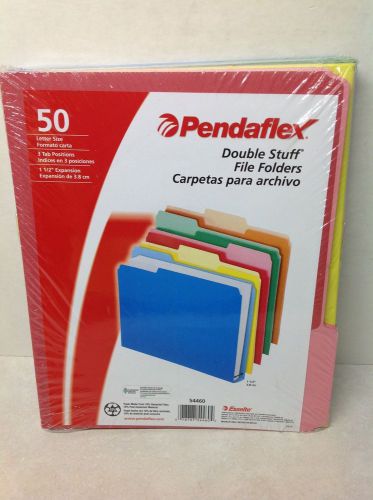Lot of 50 Letter Size 3 Tab Positions Pendaflex Double Stuff File Folders-#54460