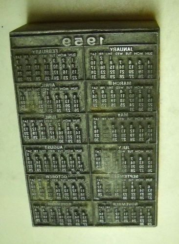 VINTAGE OLD ANTIQUE PRINTING BLOCK &#034;1929 CALENDER WHOLE YEAR&#034; 2 3/4&#034; X 1 3/4&#034;