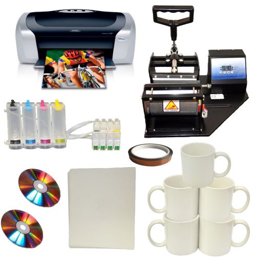 New Mug Cup Heat Press Epson Printer Sublimation CISS Kit,Transfer Paper Package