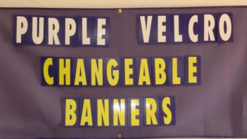 Changeable Indoor Velcro Banner -3&#039; x 3&#039; Purple With Yellow Letters