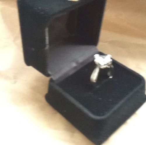 Brand New Fancy black Velvet / Satin Engagement Ring Gift Box very elegant