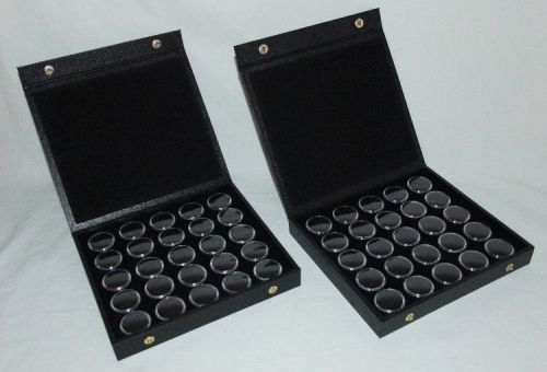 2 Pack Gem Storage Textured Top Cases With 25 Jars Each (Black Foam)