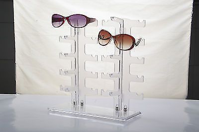 New 2 row 10 Pairs Sunglasses Glasses Rack Holder Frame Display Stand Transparen