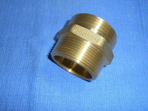 Dmh1515f brass hex nipple fire hose adapter 1-1/2&#034; npt x nst double male for sale