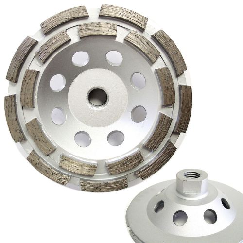 5” Premium Double Row Concrete Diamond Grinding Cup Wheel 5/8”-11 Thread Arbor